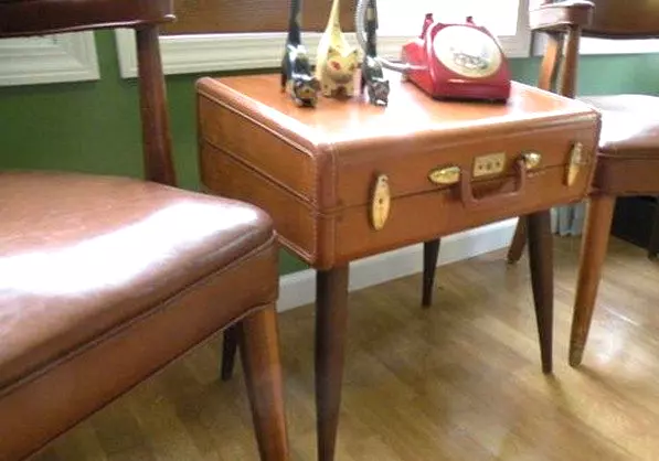 Upcycled vintage suitcase now an elegant side table