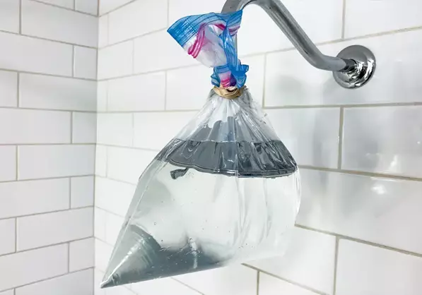 Vinegar Bag Method for Hard to Detach Showerheads